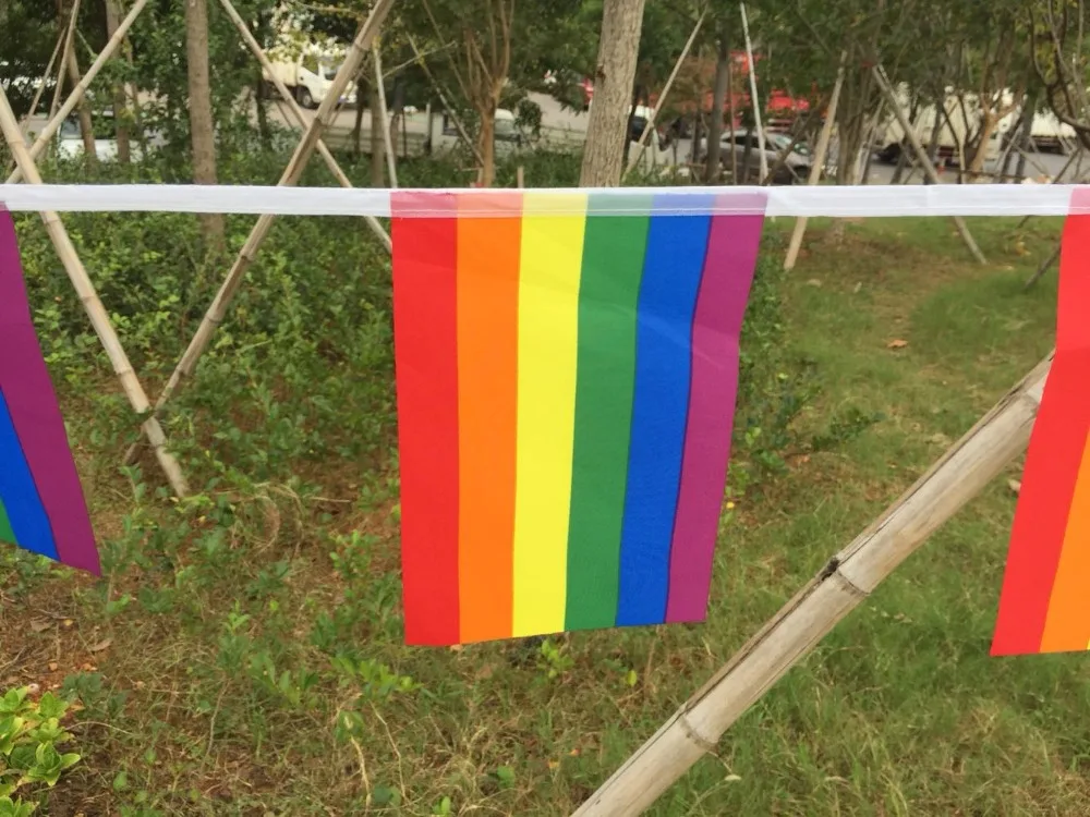 

Радужный Флаг-лента, 14 х21 см, 12 м, 50 шт./компл., красочные радужные мира, флаги ЛГБТ, ЛГБТ-флаг, правый парад для лесбиянок, геев