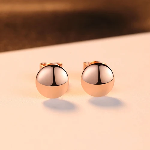 ROSE GOLD LUOTEEMI, трендовые серьги-гвоздики из натуральной 925 пробы, серебряные, очаровательные, круглые, для женщин, очаровательные серьги, Bijoux, Прямая с фабрики - Окраска металла: ROSE GOLD