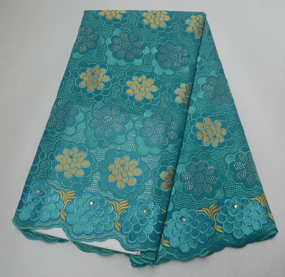 

High Quality Swiss Voile Lace Rhinestones African embroidered Lace Fabric 2019 Latest African Nigerian 100% cotton Lace Fabric