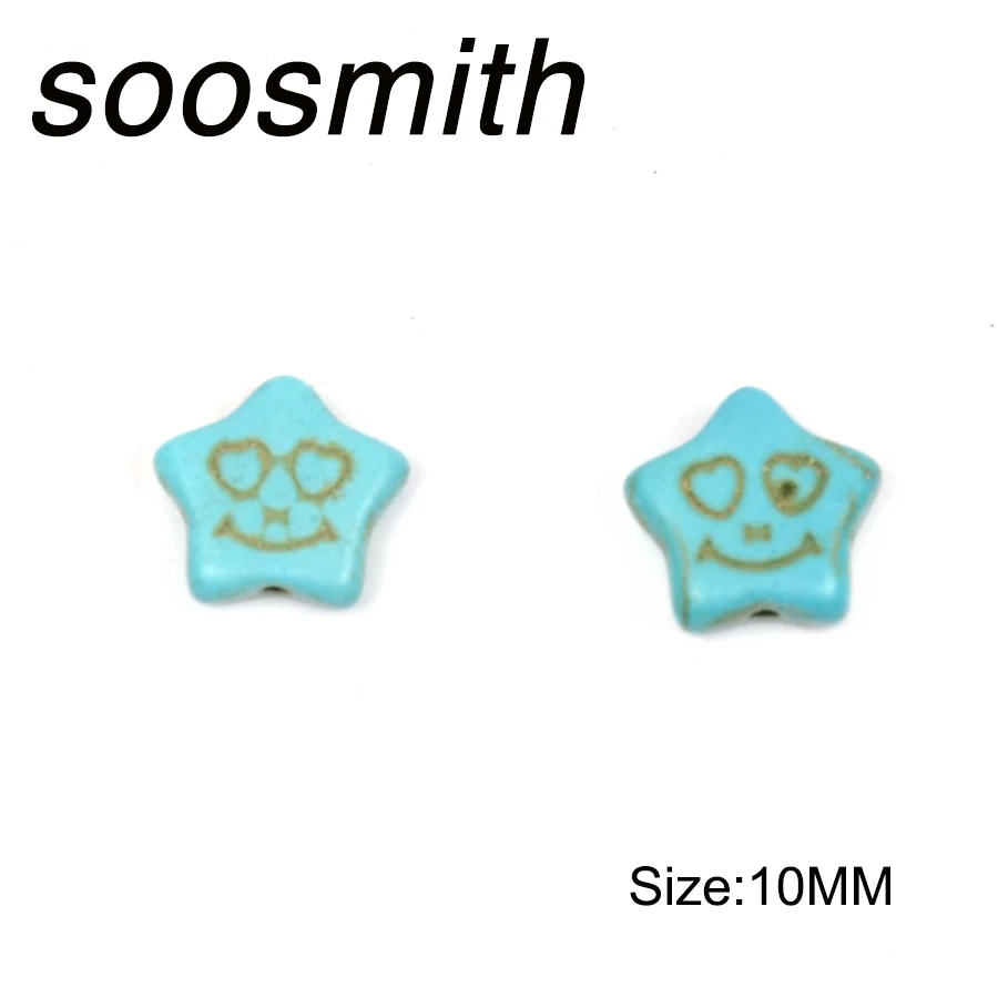 Высококачественные бусины soosmith из натурального камня со звездами и улыбкой с
