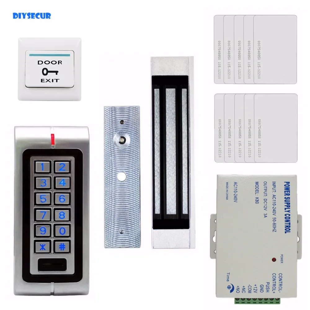 

DIYSECUR Magnetic Lock 125KHz RFID Waterproof Metal Password Keypad ID Card Reader Door Access Control System Kit W1