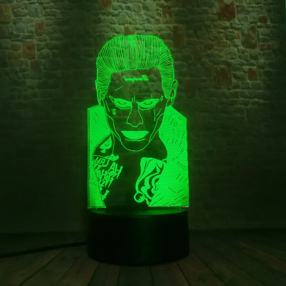 DC Hero крутой отряд самоубийц клоун Джокер 3D LED 7 цветов изменение ночник фигурка