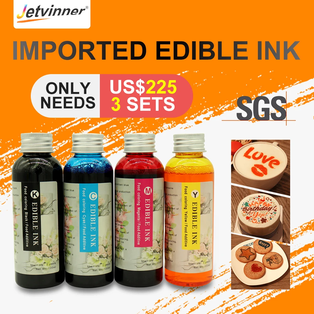 

Jetvinner Imported Edible Ink for Coffee Printer Food Print Machine use for Latte Milk Tea Cake Biscuit Bread Jelly Macarons