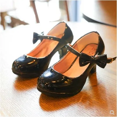 

NEW Children High Heel Shoes Girls Princess Party Shoes Autumn Fashion Bow Big Children Single Shoe