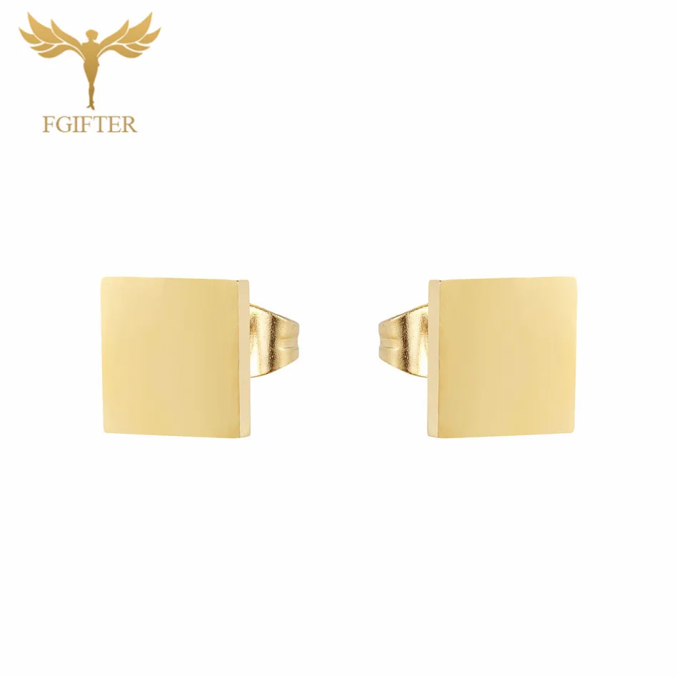 Wholesale Simple Earrings Gold Square Stud Earring For Women Stainless Steel Jewelry Gouden Oorbellen | Украшения и аксессуары