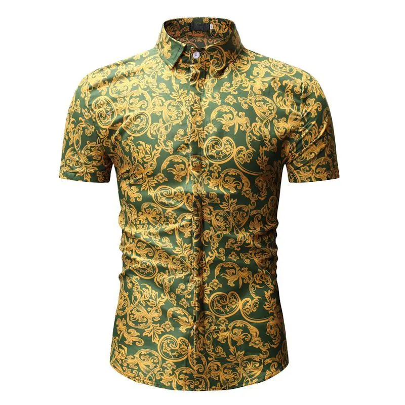 2019 Summer Fashion Mens Shirt Slim Fit Short Sleeve Floral Clothing Trend Casual Flower Shirts Size M-3XL | Мужская одежда