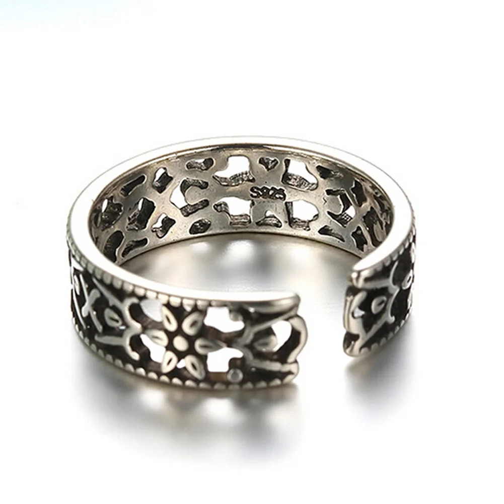 Набор женских колец с вырезами из тайского серебра Винтажные Украшения в стиле