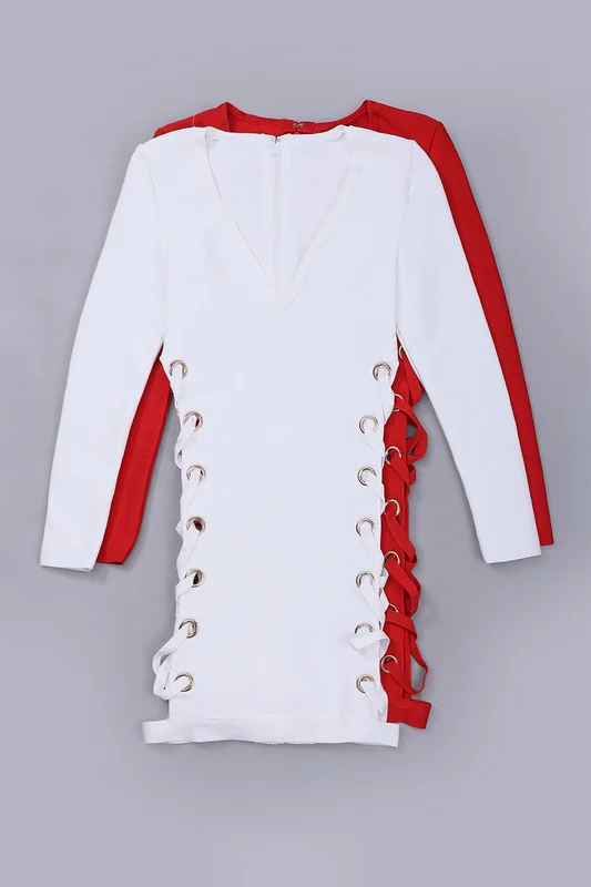 Высококачественное Сексуальное Женское Платье с длинным рукавом глубоким v