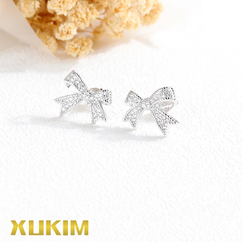 KEO101 2 Xukim ювелирные изделия серьги золотого цвета женский с бантами набор