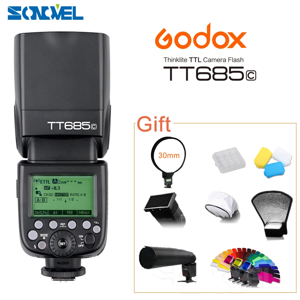 Вспышка для камеры GODOX E-TTL TT685C 2 4 ГГц высокая скорость 1/8000s GN60 Canon EOS 800D 760D 750D 650D 80D 77D