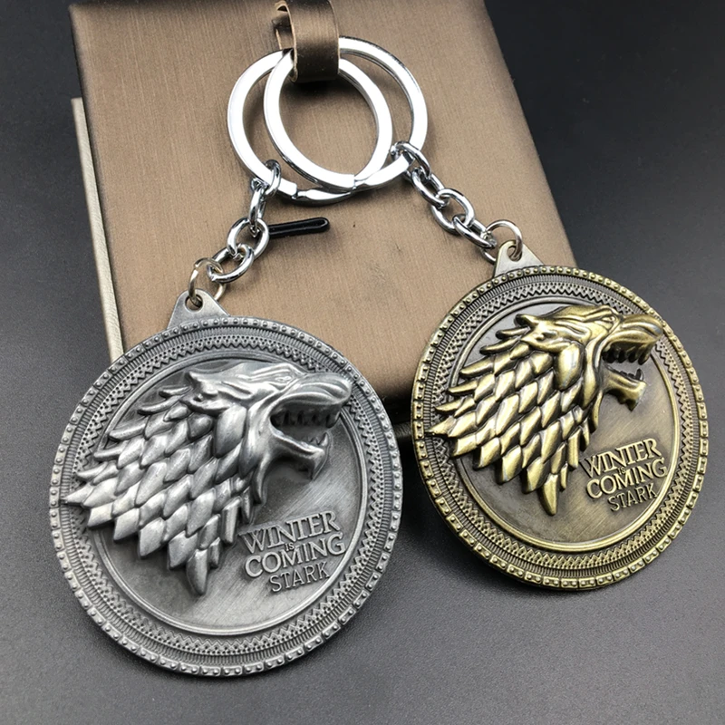Игра престолов Старк семейный брелок для ключей со значком щит круглая монета