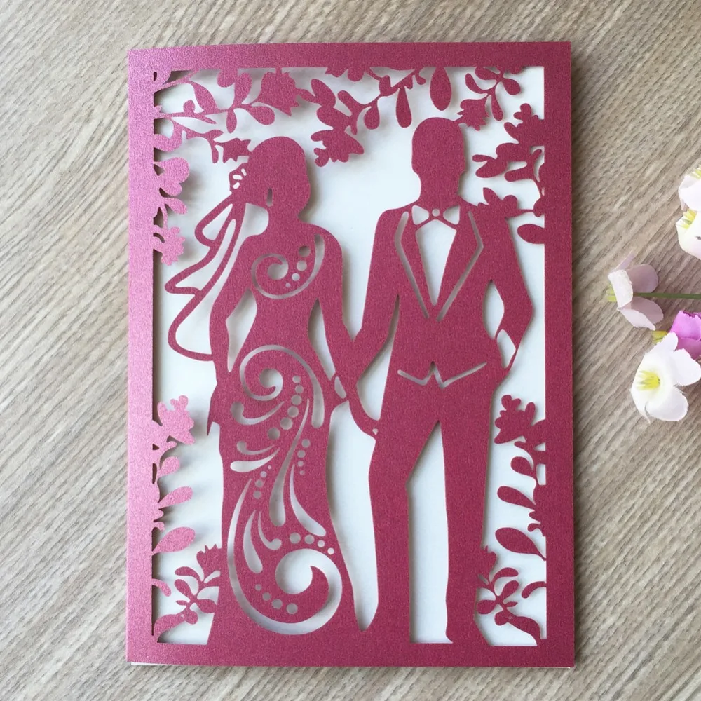 

35pcs New Arrived Wedding Decoration Supplies Laser Cut Wedding Engagement Invitations Romantic Wedding Invitation Cards