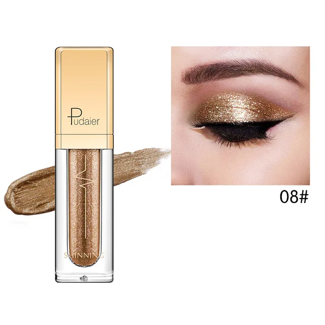 P1227-08 Pudaier, 18 цветов, блестящие тени для век, тени для век, палитра, водостойкие, жидкие, мерцающие тени для век, макияж, палитра теней - Цвет: P1227-08