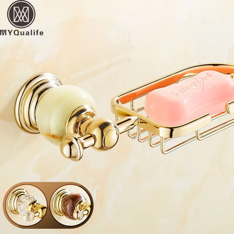 Хрустальная и нефритовая Золотая ванная комната кухонная корзина для мыла