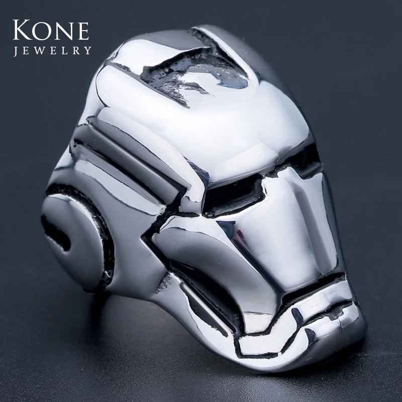 Панк супер герой робот Железный человек миди большое кольцо из нержавеющей стали