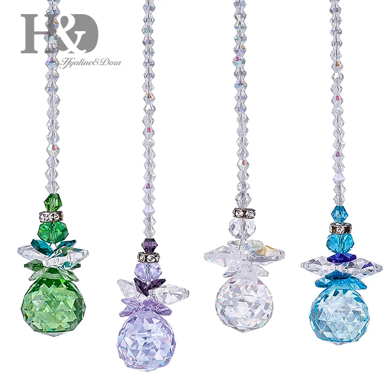 H&D Beautiful Angel Crystal Ball Pendant Chandelier Decor Hanging Prism Ornaments,Crystal Suncatcher Window Prisms,Pack of 4