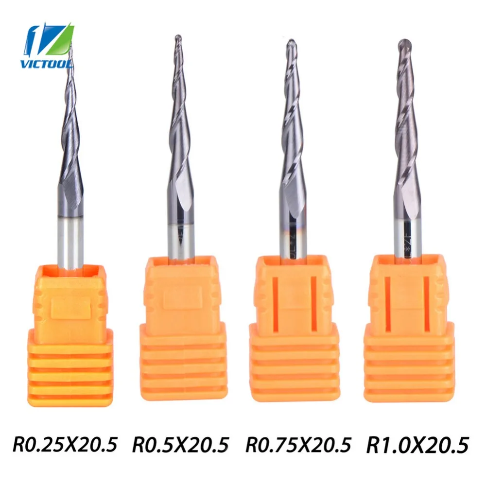 4 шт./лот коническая Концевая фреза для носа D4 * 20 5 50L 2F HRC55 конус с твердосплавным