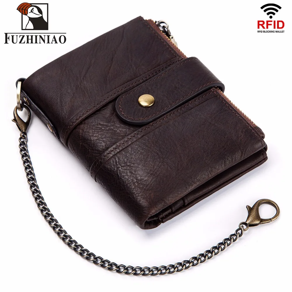 FUZHINIAO 100% натуральная кожа Rfid кошелек мужские кошельки Crazy Horse мужской для монет