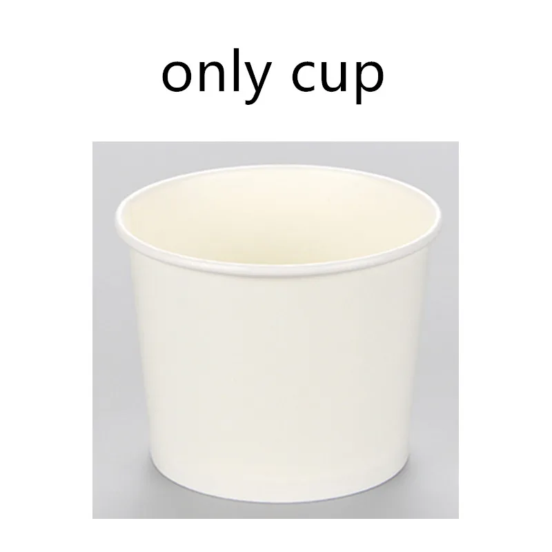 white cup 50 шт творческие одноразовые супные тарелки быстрого приготовления хлеба бумажная чаша 260 мл 390 520 увлажнитель для автомобиля в форме мороженого Желейный десерт упаковка кружки с крышками - Цвет: white cup