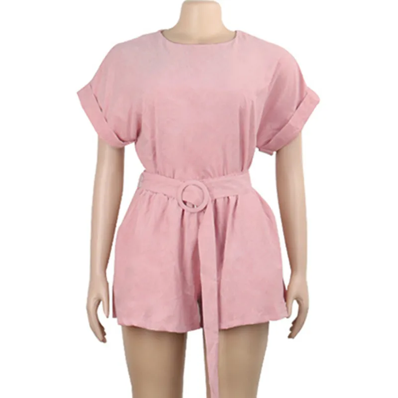 

Summer two piece set women short sleeve tops and shorts tracksuits Women casual loose belted outfits 2 piece set suits vestidos