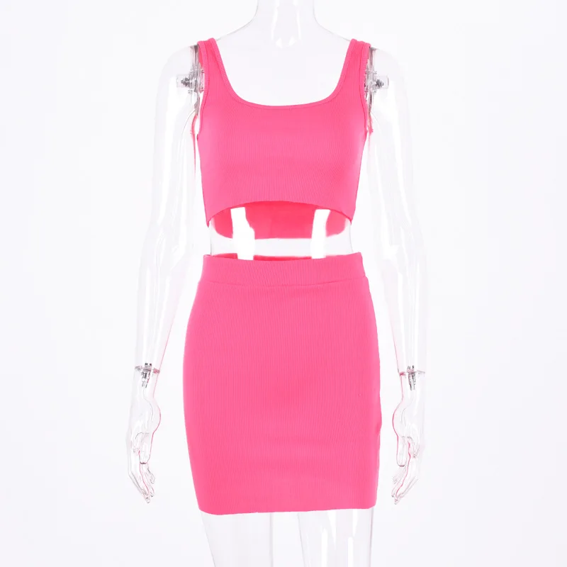 Meyoung Элегантный женский комплект 2 шт. с юбкой из двух предметов топ на бретелях