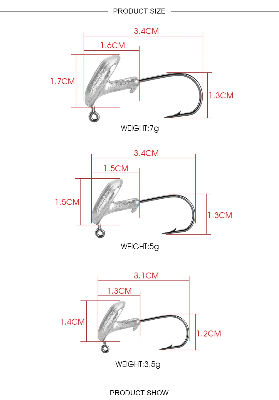 JACKFISH 5 шт./лот приманки из свинца крючок на голову 3,5 г/5 г/7 г свинцовый крючок для рыбалки GrankHook мягкий червяк для ловли карпа рыболовные снасти