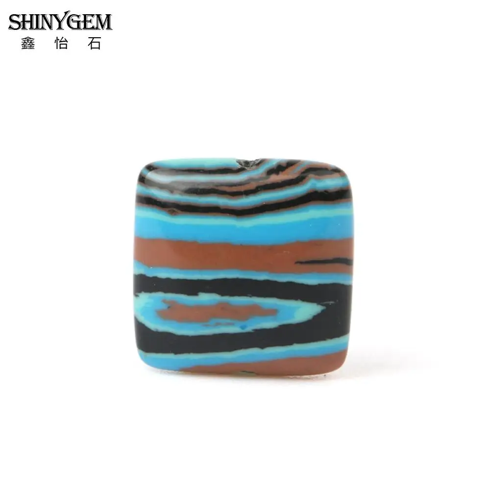 ShinyGem 12 мм квадратные каменные бусины черный коричневый узор в полоску Синий