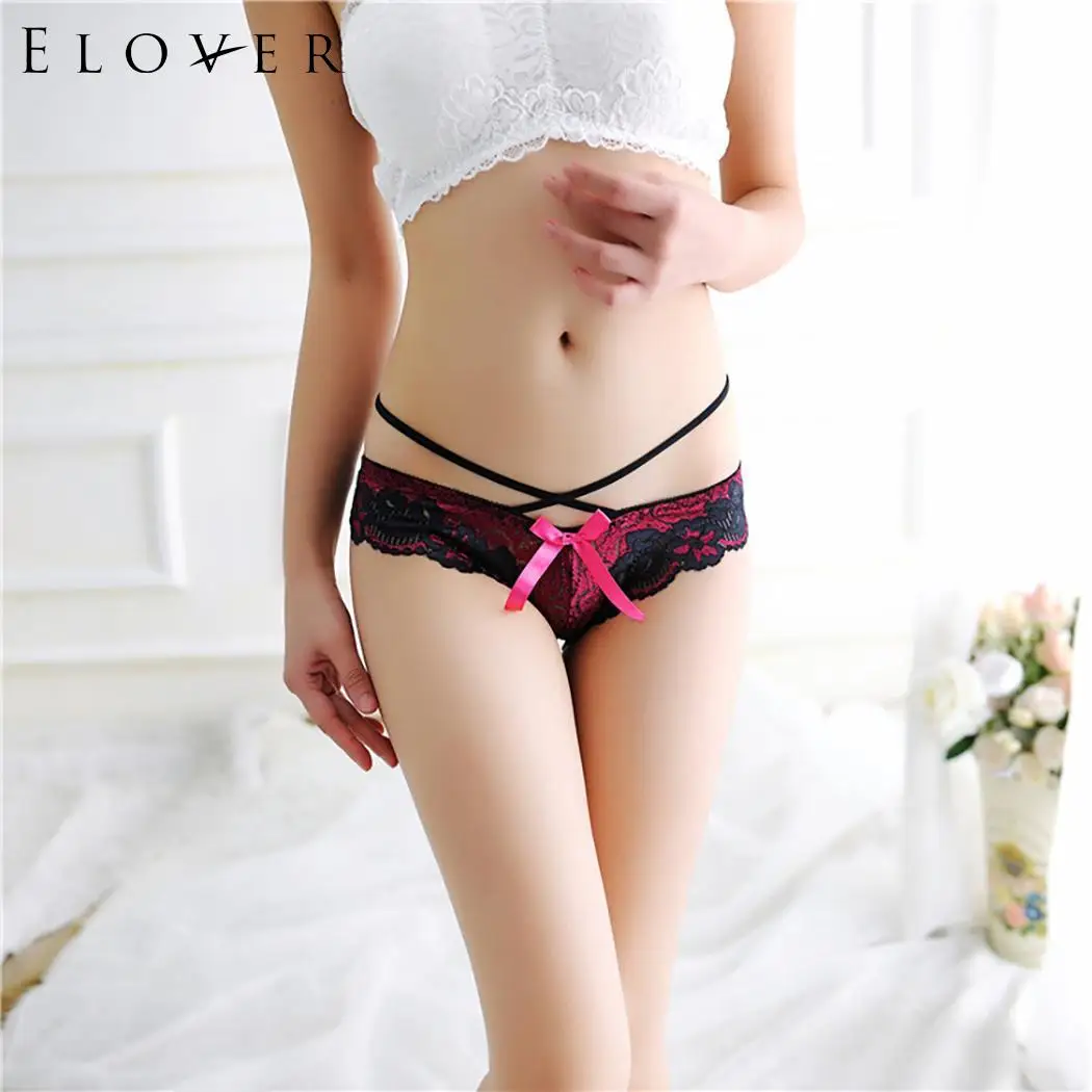rose red Elover, пижамы, трусики, женское нижнее белье с бантом, прозрачные порно костюмы, сексуальное нижнее белье, Цветочный крест, кружевное Сексуальное белье для женщин - Цвет: rose red