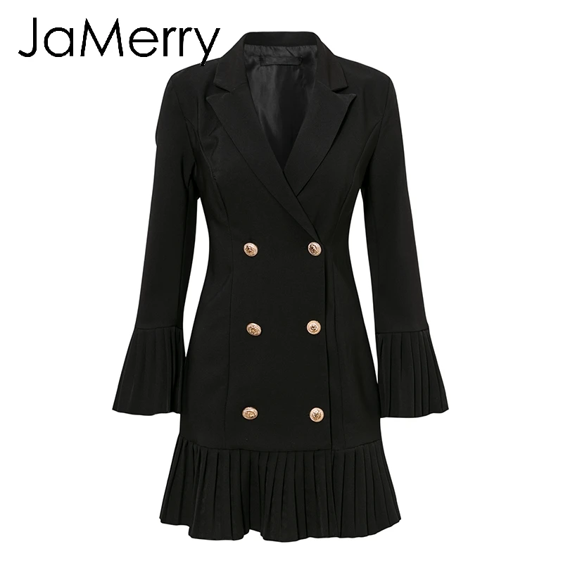 Женское винтажное двубортное платье JaMerry офисный Повседневный блейзер с