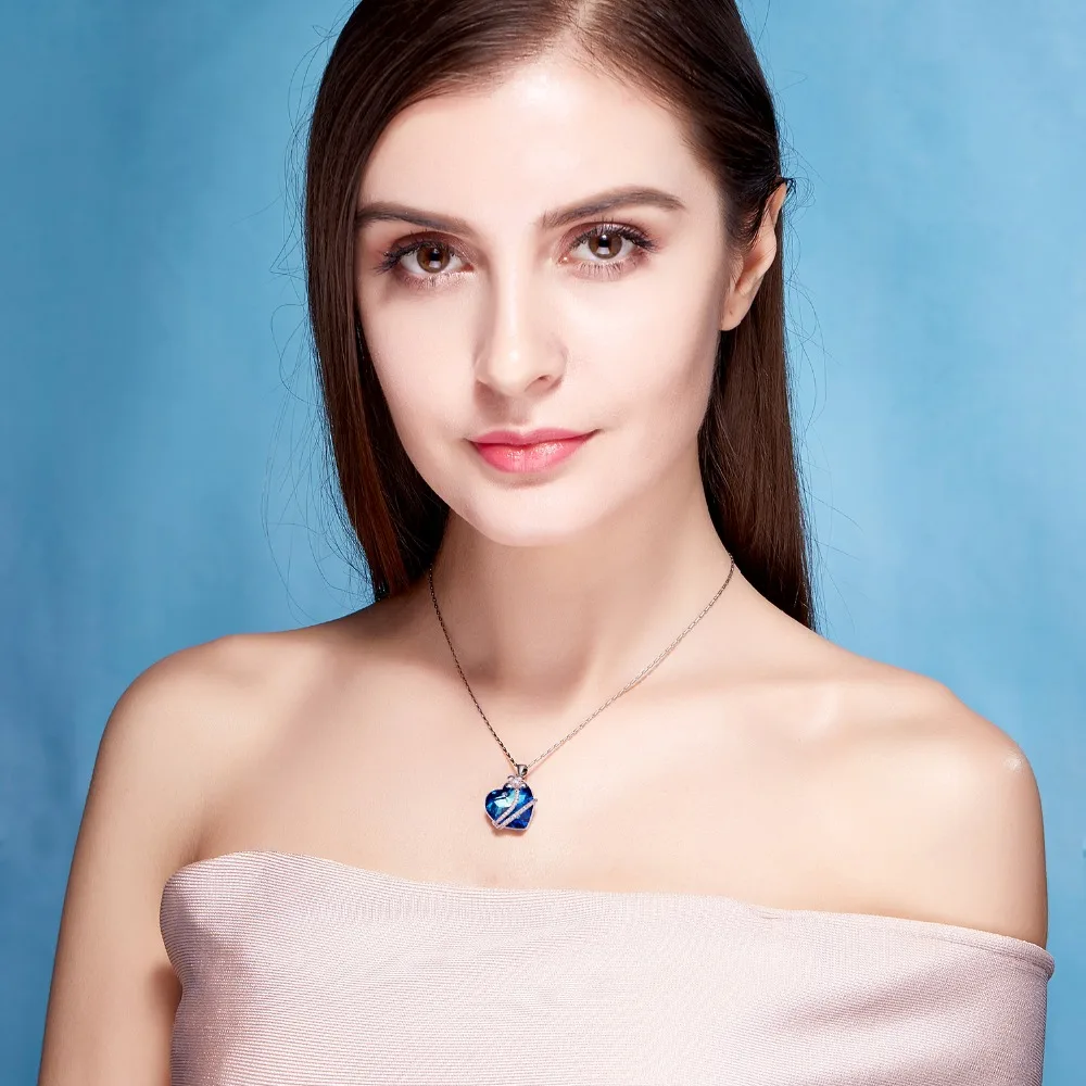 Cdyle cristalli Swarovski Collana Donne ciondoli S925 стерлингового серебра monili ди Modo cuore дель rhinestone austriaco