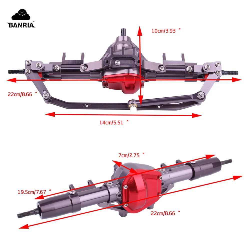 1/10 Rc автомобилей ЧПУ Алюминий мост спереди + сзади рок оси машины для 1:10 Crawler