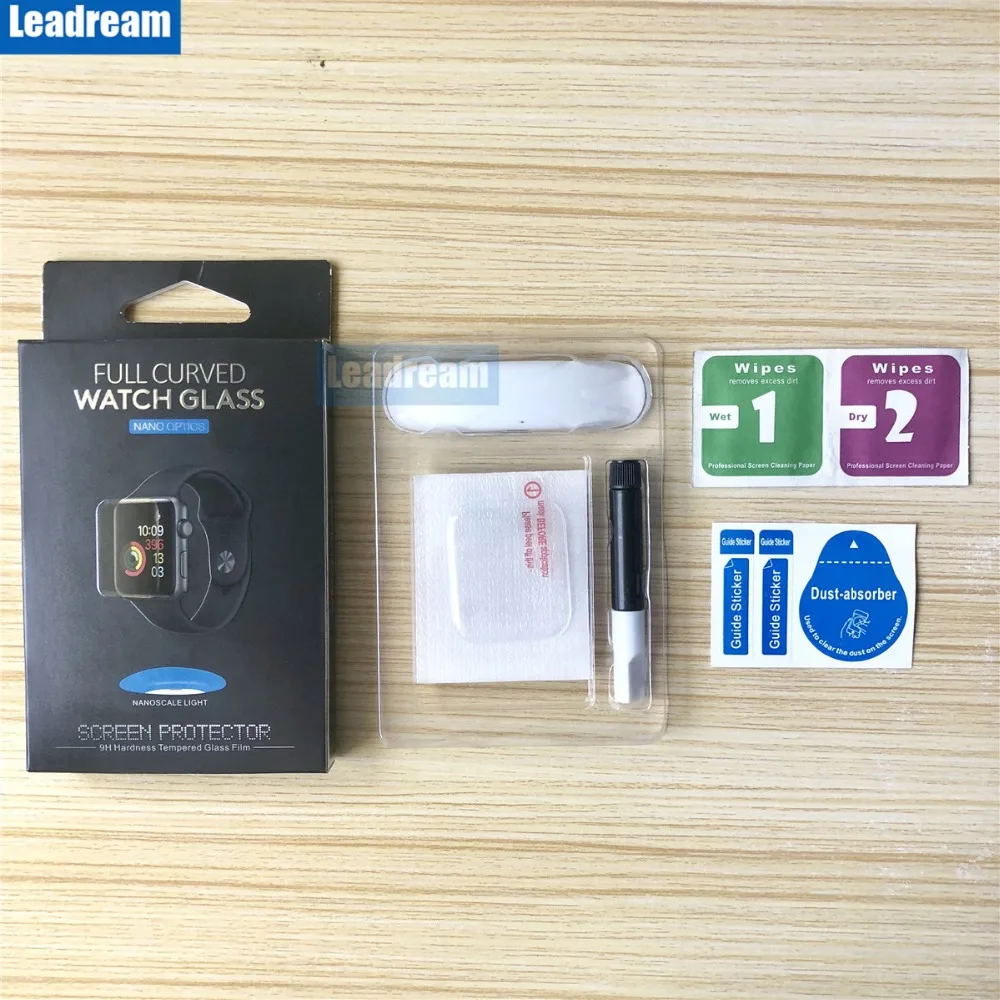 100pcs UV Glass with Glue Screen Protectors For Apple Watch 1 2 3 4 38mm 40mm 42mm 44mm Full Tempered | Мобильные телефоны и