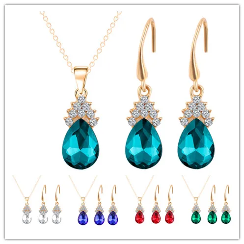 Комплект из колье и серёг с подвеской в виде сердца|jewelry sets for women|necklace earring setcrystal