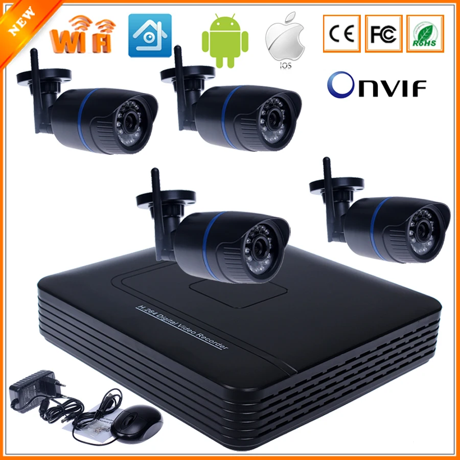 Wi-fi IP камеры системы комплект 8CH NVR беспроводная камера автономная система 4