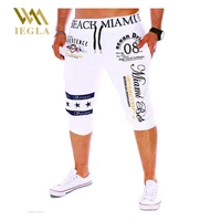 harem pants male striped strechy elastic trousers mens casual capris with pockets fashion letter printed calf length sweatpants