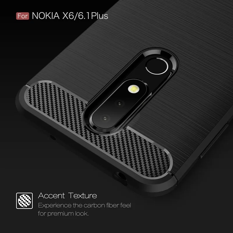 Carbon Fiber Case For Nokia 9 PureView Silicone Soft TPU Nokia9 Cover Black Cases 7.1 6.1 Plus X7 X6 | Мобильные телефоны и