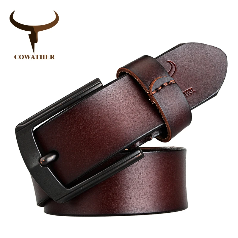 COWATHER Хорошее качество корова натуральная кожа мужские пояса для мужчин сплава