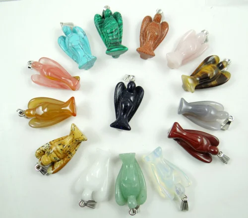 Натуральный камень кварц кристалл бирюза авантюрин тигровый глаз Ангел кулон