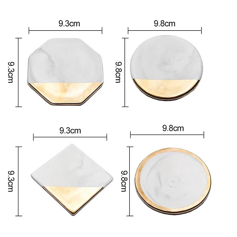 Marble Grain Phnom Penh Mats Gold Plating Ceramic Coaster Cup Pads Desktop Non-slip Luxury Pad Europe Kitchen Decorations | Дом и сад