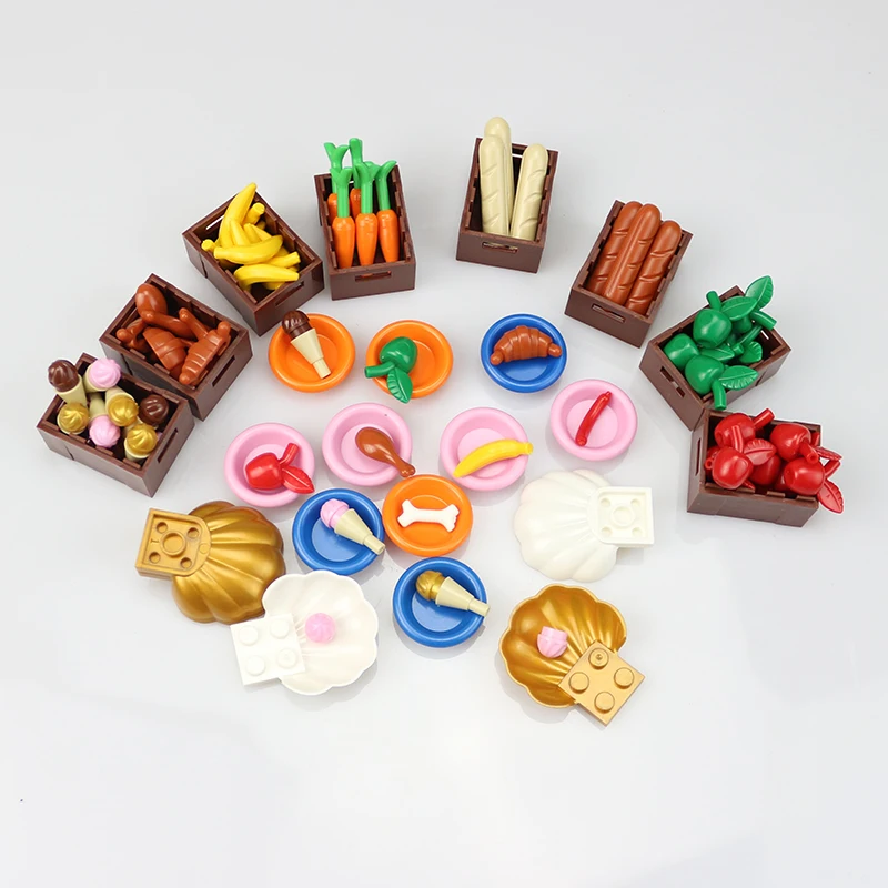 

City Block Garden Series Food Stuff Pack Fruit Bread DIY Enlighten Building Block Assembles Particles For Children Gift Toys