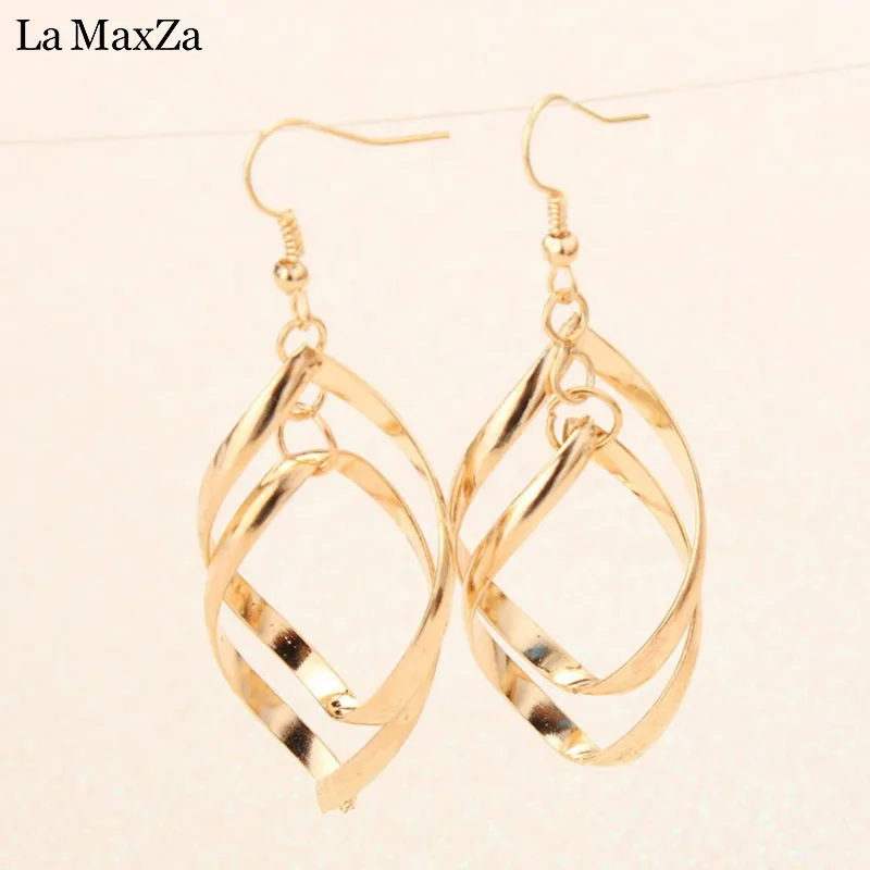 Модные Многослойные висячие серьги с неровным ромбовидным ободком длинные