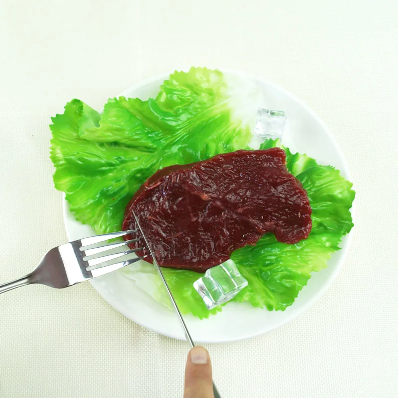 Искусственный Поддельный мясо Beaf стейк из свинины лист салата Реалистичная