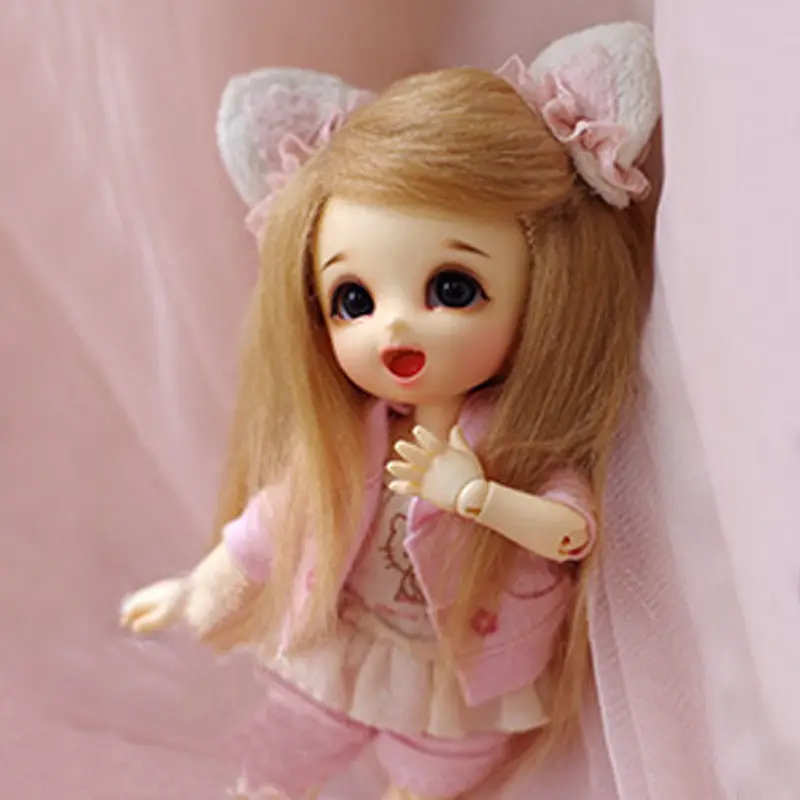 [Wamami] коричневый/льняной длинный шерстяной парик 1/8 Pukifee Ae Lati BJD Dollfie 14 см|wool wig|bjd