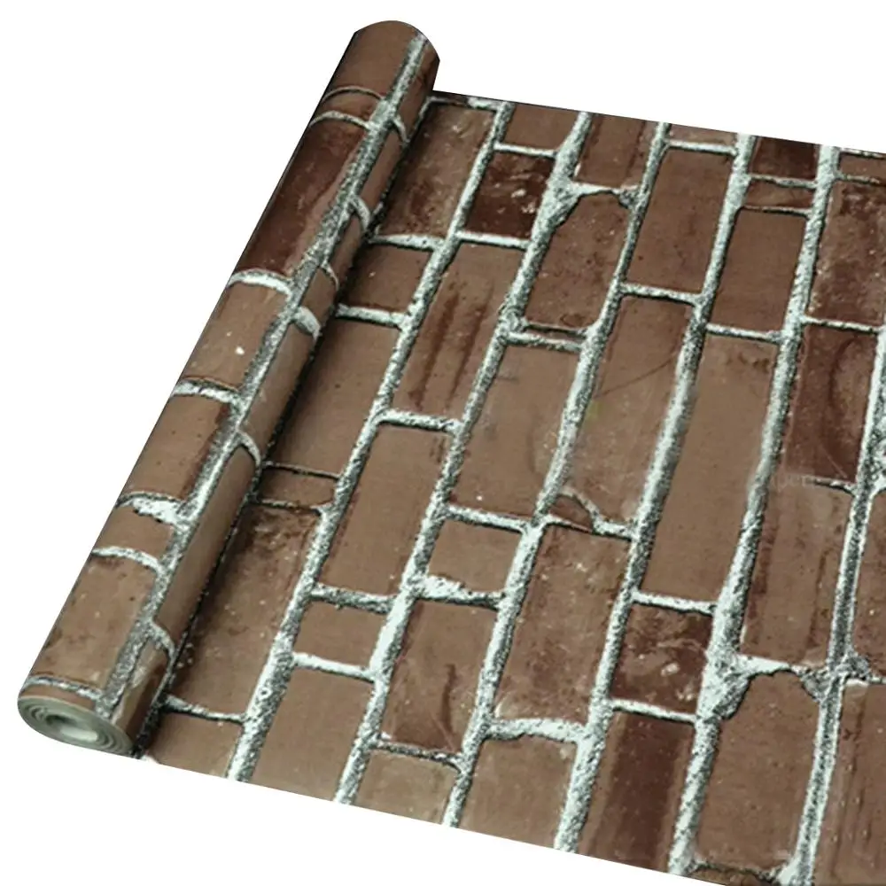 Высокое качество ПВХ красный синий белый промышленный кирпич обои рулон камень