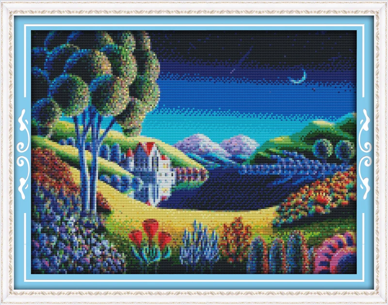 

Fantastic scenery(1) cross stitch kit 14ct 11ct count printed canvas stitching embroidery DIY handmade needlework