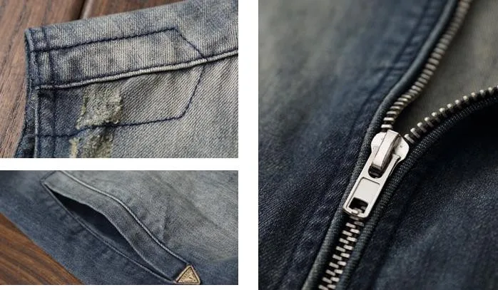 Мужской джинсовый жилет без воротника s классический приталенный Байкерский с