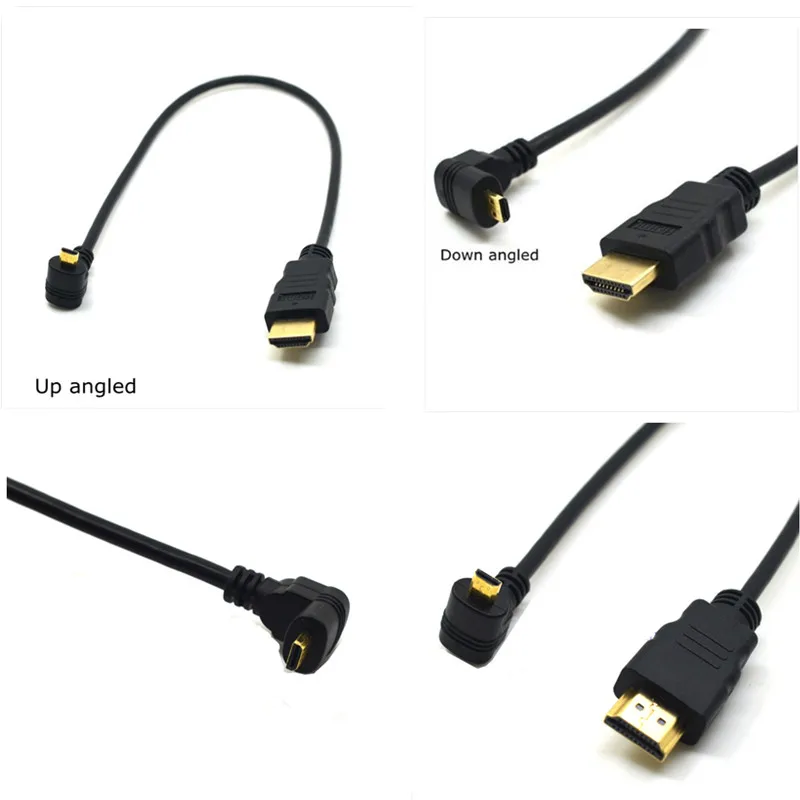 Micro HDMI совместимый вверх и вниз угловой к hdmi кабелю позолоченный 3D 4K 1080p MicroHDMI