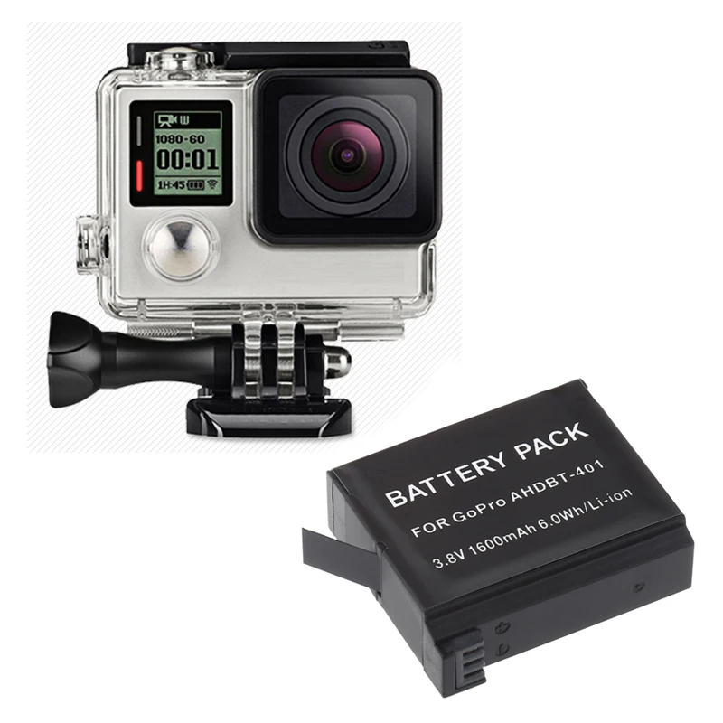 Аккумуляторная батарея для камеры 4x1600 мАч AHDBT-401 AHDBT 401 AHDBT401 GO PRO + домашнее зарядное