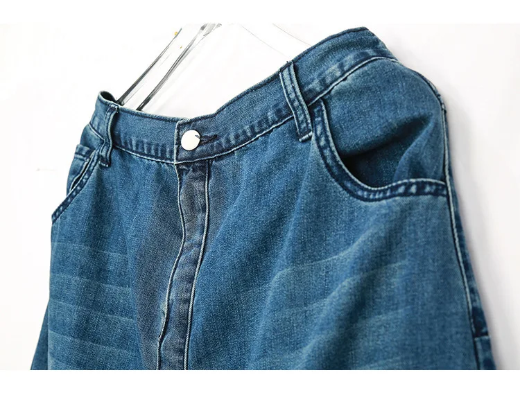 DEAT 2020 New Summer Fashion Women High Waisr Elastic Harent Denim Washed Vintage Jeans Female Loose Pants WF72905L | Женская одежда