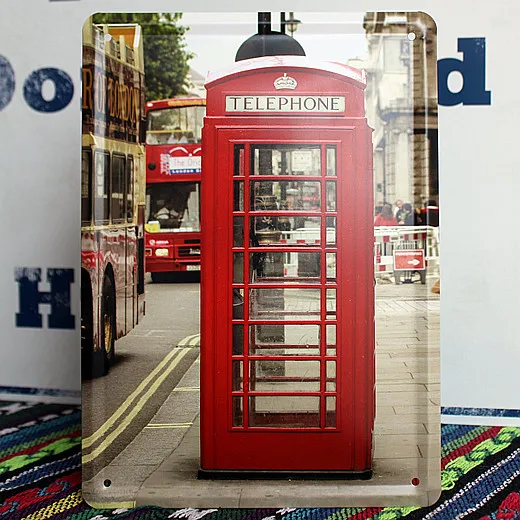 5 шт./лот металлическая вывеска потертый шик классический Лондонский телефонный